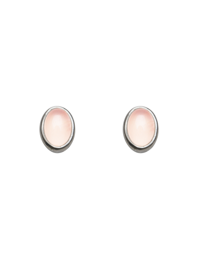 Von Treskow Oval Rose Quartz Studs | Mocha Australia