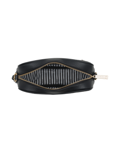 Mocha Chevron Box Leather Crossbody Bag - Black/Light Gold | Mocha Australia
