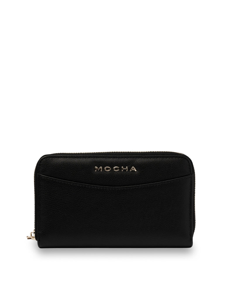 Mocha Petite Leather Wallet - Black/Light Gold | Mocha Australia