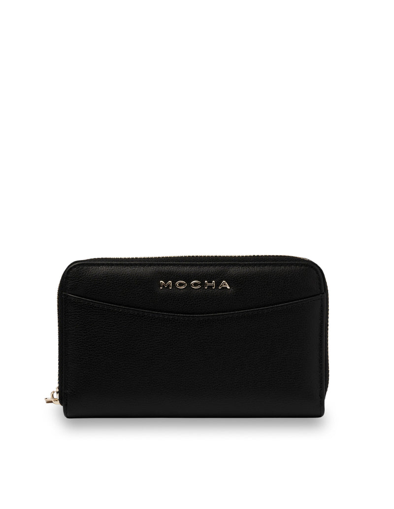 Mocha Petite Leather Wallet - Black/Light Gold | Mocha Australia