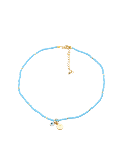 Mocha Reborn Mykonos Evil Eye Necklace - Light Blue | Mocha Australia