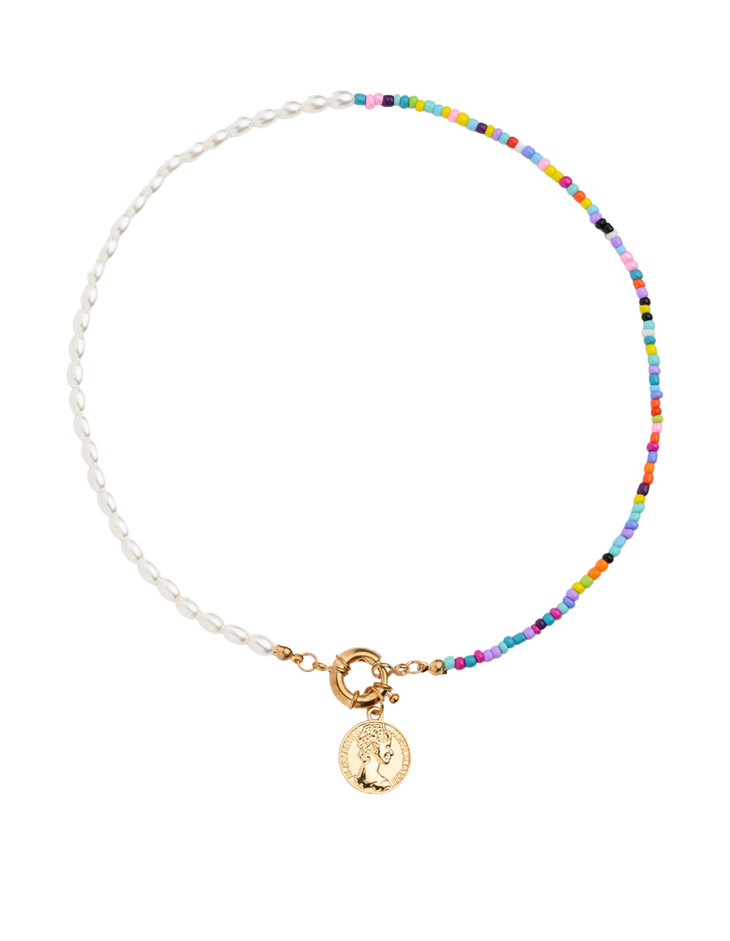 Mocha Colorful Beaded with Fine Pearls Necklace | Mocha Australia