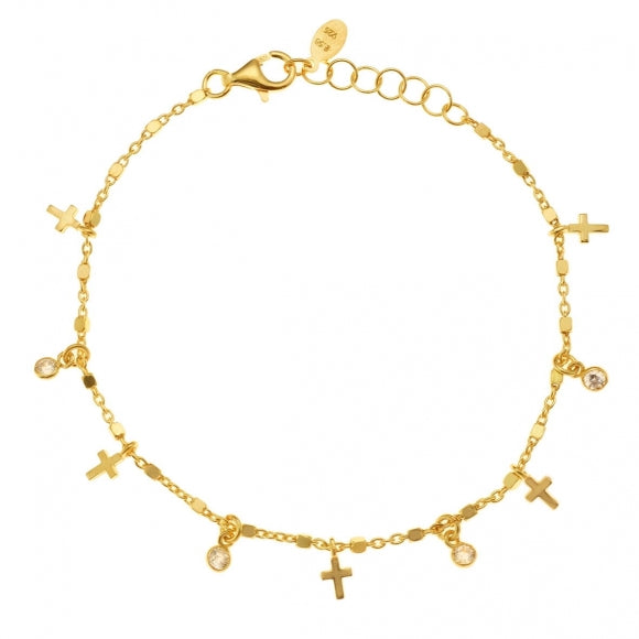 Gregio Simply Me/ Tiny Shiny Bracelet w/ Mini Cross & CZ - Gold | Mocha Australia