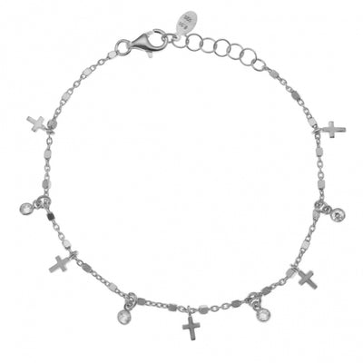 Gregio Simply Me/ Tiny Shiny Bracelet w/ Mini Cross & CZ - Silver | Mocha Australia