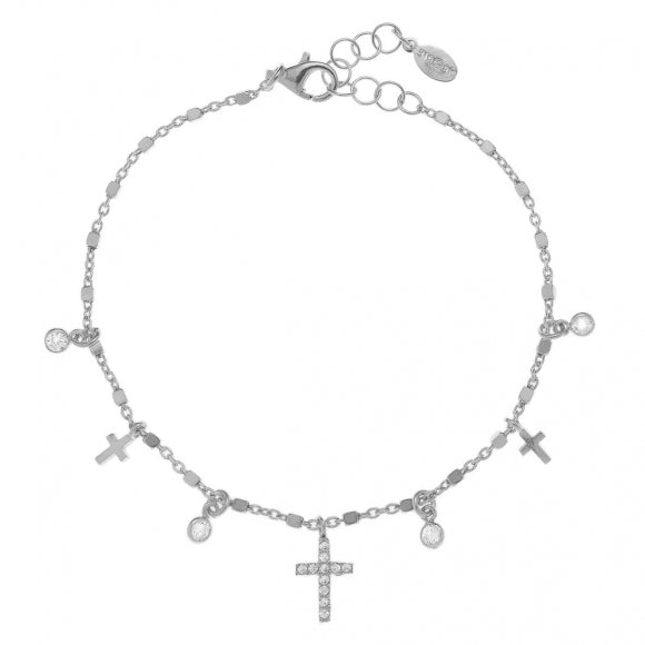 Gregio Simply Me/ Tiny Shiny Bracelet w/ CZ Cross & CZ - Silver | Mocha Australia