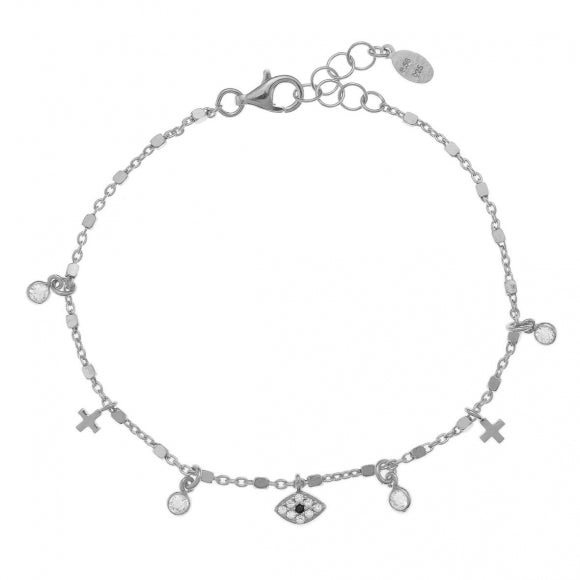 Gregio Simply Me/ Tiny Shiny Bracelet w/ CZ Evil Eye & CZ - Silver | Mocha Australia