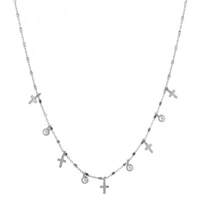 Gregio Simply Me/ Tiny Shiny Necklace w/ Mini Cross & CZ - Silver | Mocha Australia