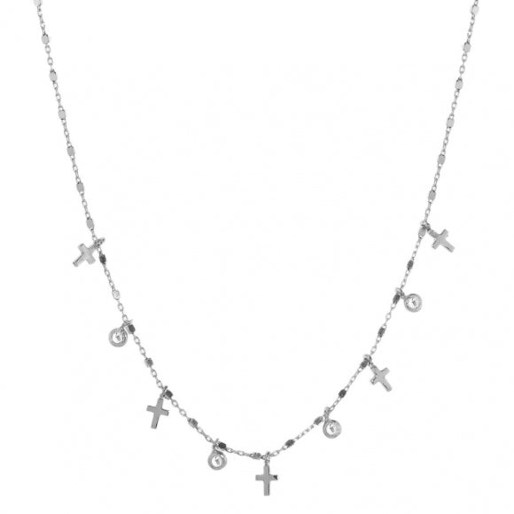 Gregio Simply Me/ Tiny Shiny Necklace w/ Mini Cross & CZ - Silver | Mocha Australia