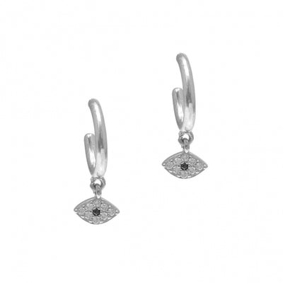 Gregio Simply Me/ Tiny Shiny Earrings w/ CZ Evil Eye - Silver | Mocha Australia