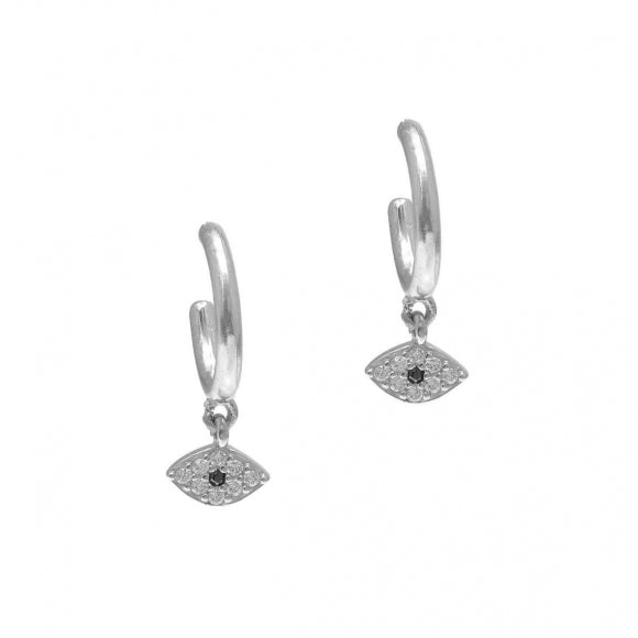 Gregio Simply Me/ Tiny Shiny Earrings w/ CZ Evil Eye - Silver | Mocha Australia