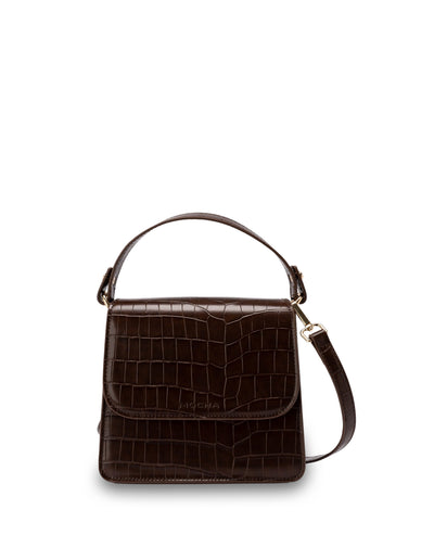 Mocha Bindi Croc-Embossed Crossbody - Chocolate | Mocha Australia