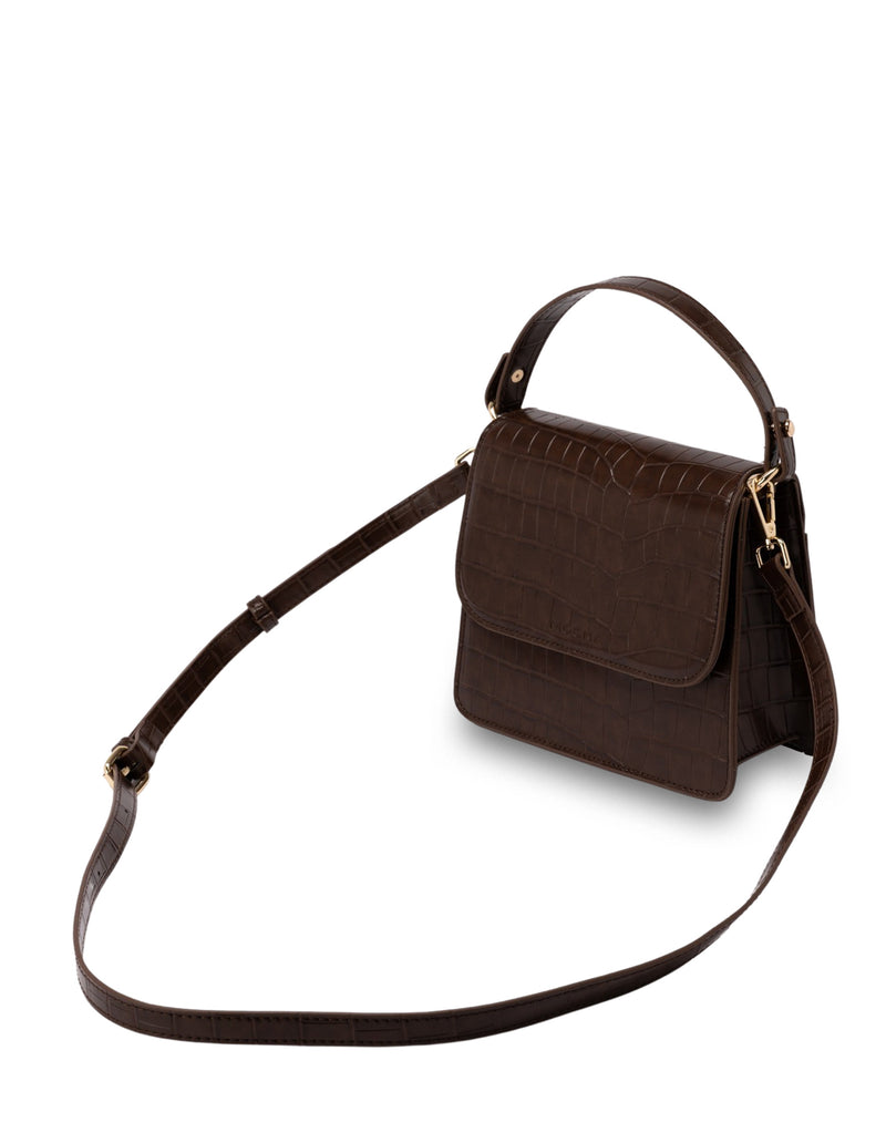 Mocha Bindi Croc-Embossed Crossbody - Chocolate | Mocha Australia