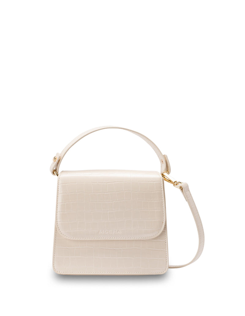 Mocha Bindi Croc-Embossed Crossbody - White | Mocha Australia