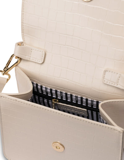 Mocha Bindi Croc-Embossed Crossbody - White | Mocha Australia