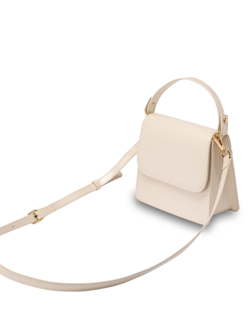 Mocha Bindi Croc-Embossed Crossbody - White | Mocha Australia