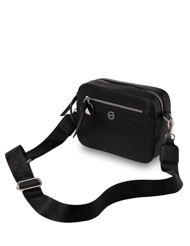 Mocha Cindi Box Crossbody Bag w/ Fabric Strap - Black | Mocha Australia
