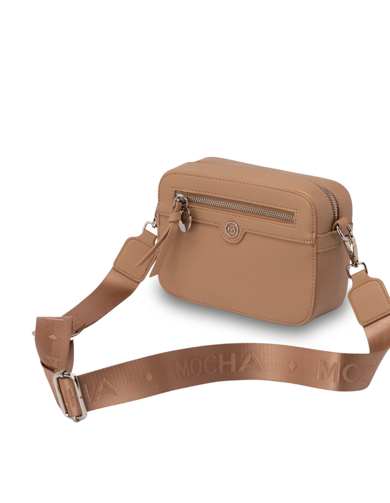 Mocha Cindi Box Crossbody Bag w/ Fabric Strap - Taupe | Mocha Australia