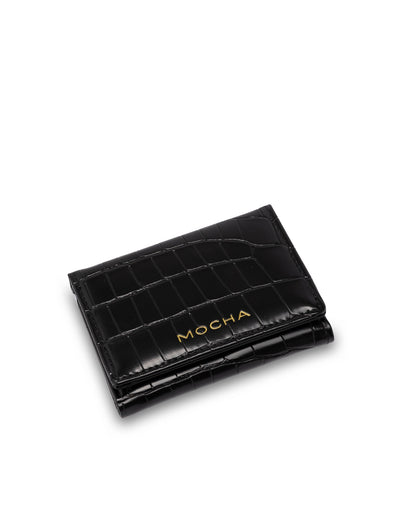 Mocha Bindi Croc-Embossed Mini Wallet - Black | Mocha Australia