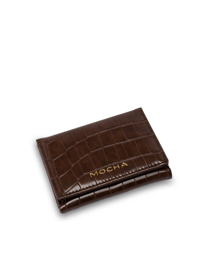 Mocha Bindi Croc-Embossed Mini Wallet - Chocolate | Mocha Australia