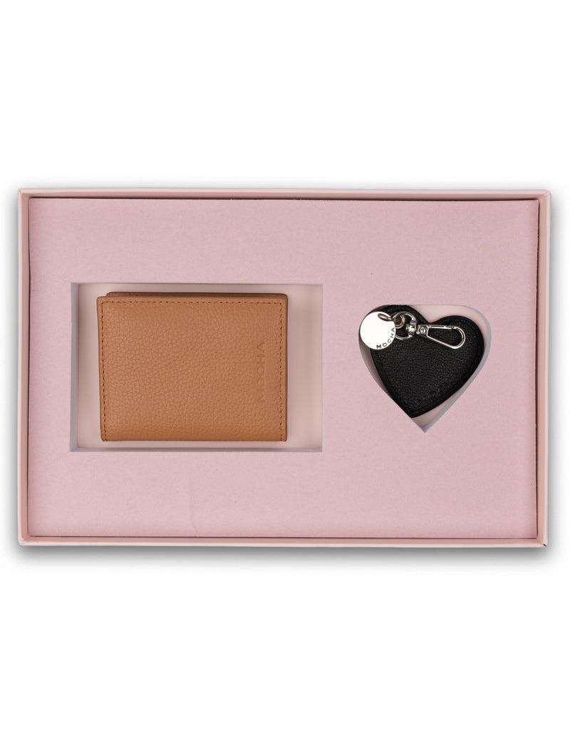 Mocha Gift Pack 5B - Bi-Fold Leather Card Holder & Leather Keyring - Tan | Mocha Australia