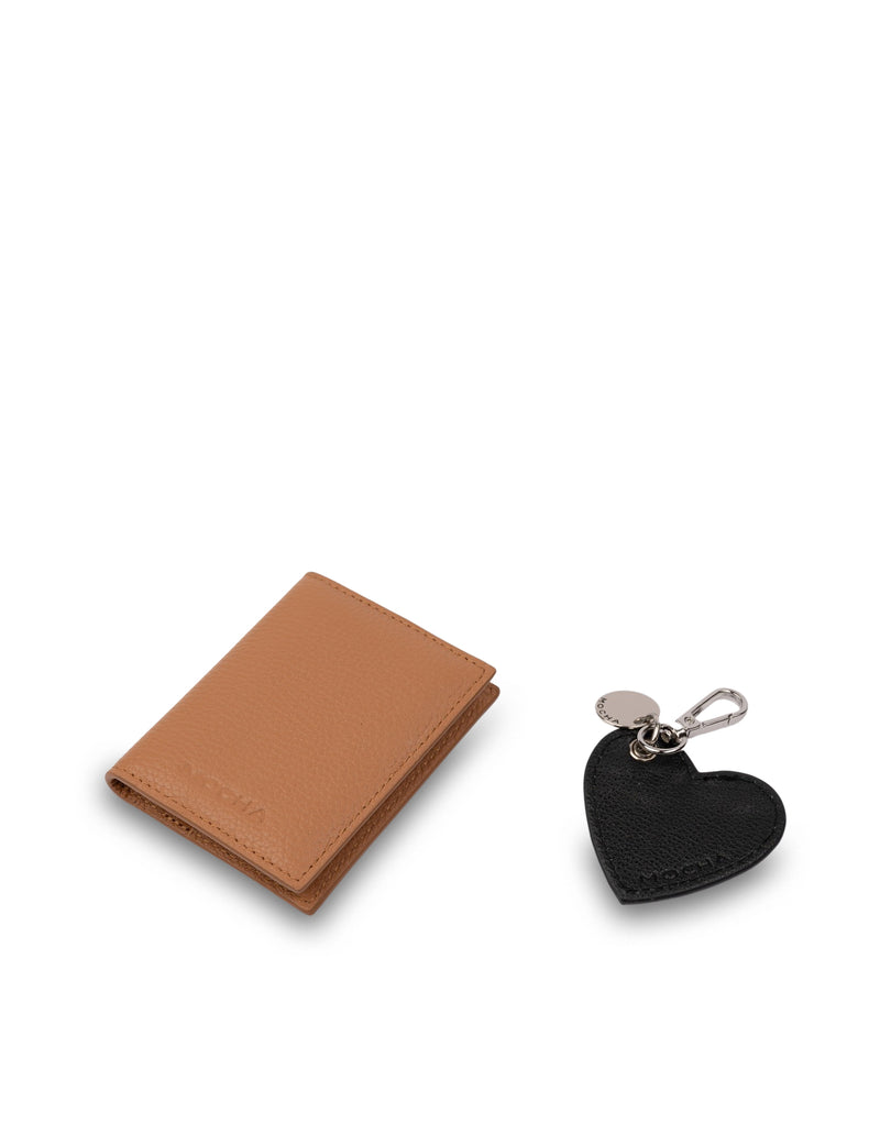 Mocha Gift Pack 5B - Bi-Fold Leather Card Holder & Leather Keyring - Tan | Mocha Australia