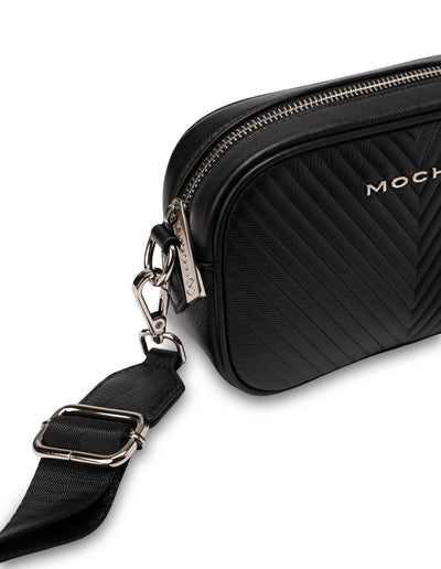 Mocha Petite Chevron Leather Crossbody - Black | Mocha Australia