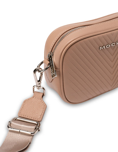 Mocha Petite Chevron Leather Crossbody - Taupe | Mocha Australia