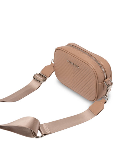 Mocha Petite Chevron Leather Crossbody - Taupe | Mocha Australia