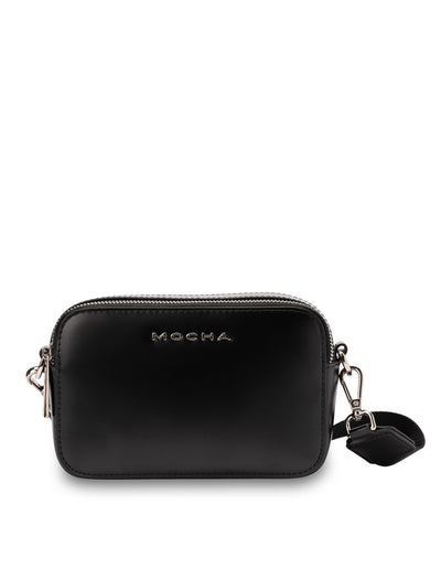 Mocha Alicia Glossy Leather Double Zip - Black | Mocha Australia