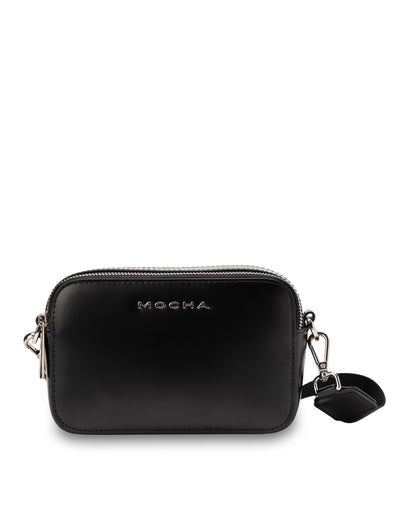 Mocha Alicia Glossy Leather Double Zip - Black | Mocha Australia