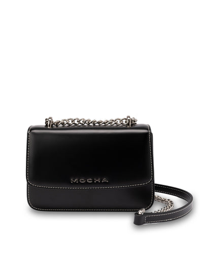 Mocha Alicia Glossy Leather Crossbody - Black | Mocha Australia