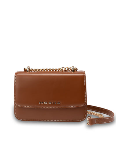 Mocha Alicia Glossy Leather Crossbody - Tan | Mocha Australia