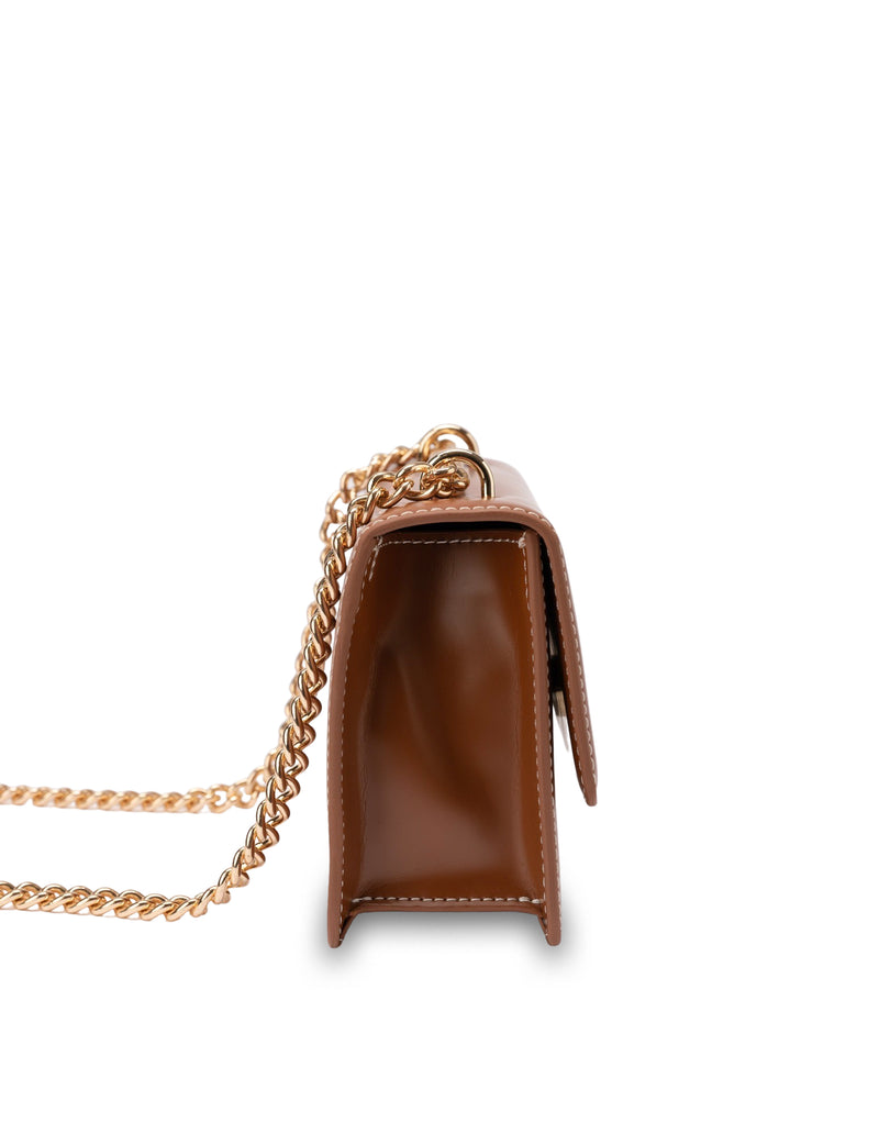 Mocha Alicia Glossy Leather Crossbody - Tan | Mocha Australia