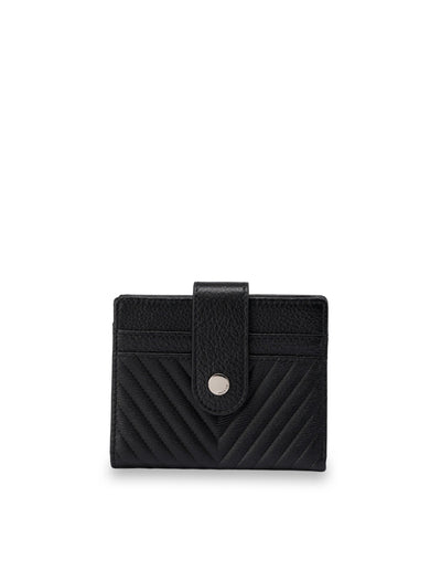 Mocha Chevron Leather Card Holder - Black | Mocha Australia