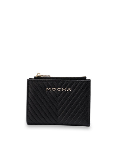 Mocha Chevron Mini Leather Wallet - Black | Mocha Australia
