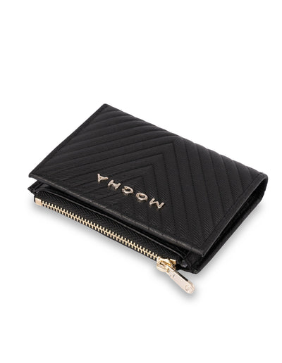 Mocha Chevron Mini Leather Wallet - Black | Mocha Australia