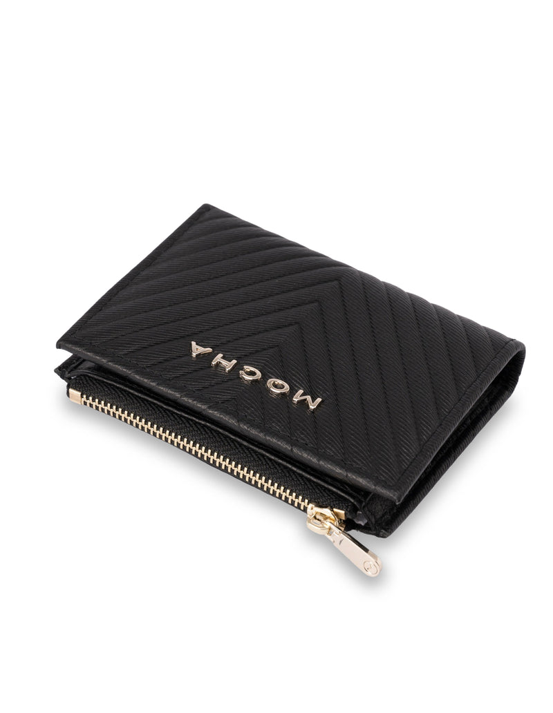 Mocha Chevron Mini Leather Wallet - Black | Mocha Australia