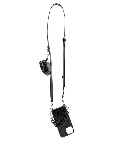 Mocha Calissa Croco Lanyard Phone Case iPhone 13 Pro Max - Black | Mocha Australia
