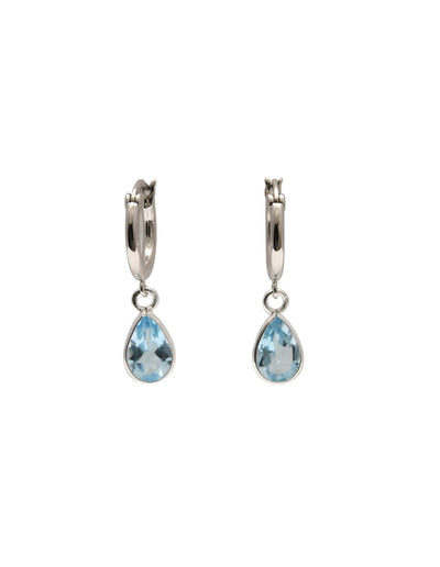 Von Treskow Fine Lever Hoop Earrings w/ Pear Shaped Blue Topaz | Mocha Australia