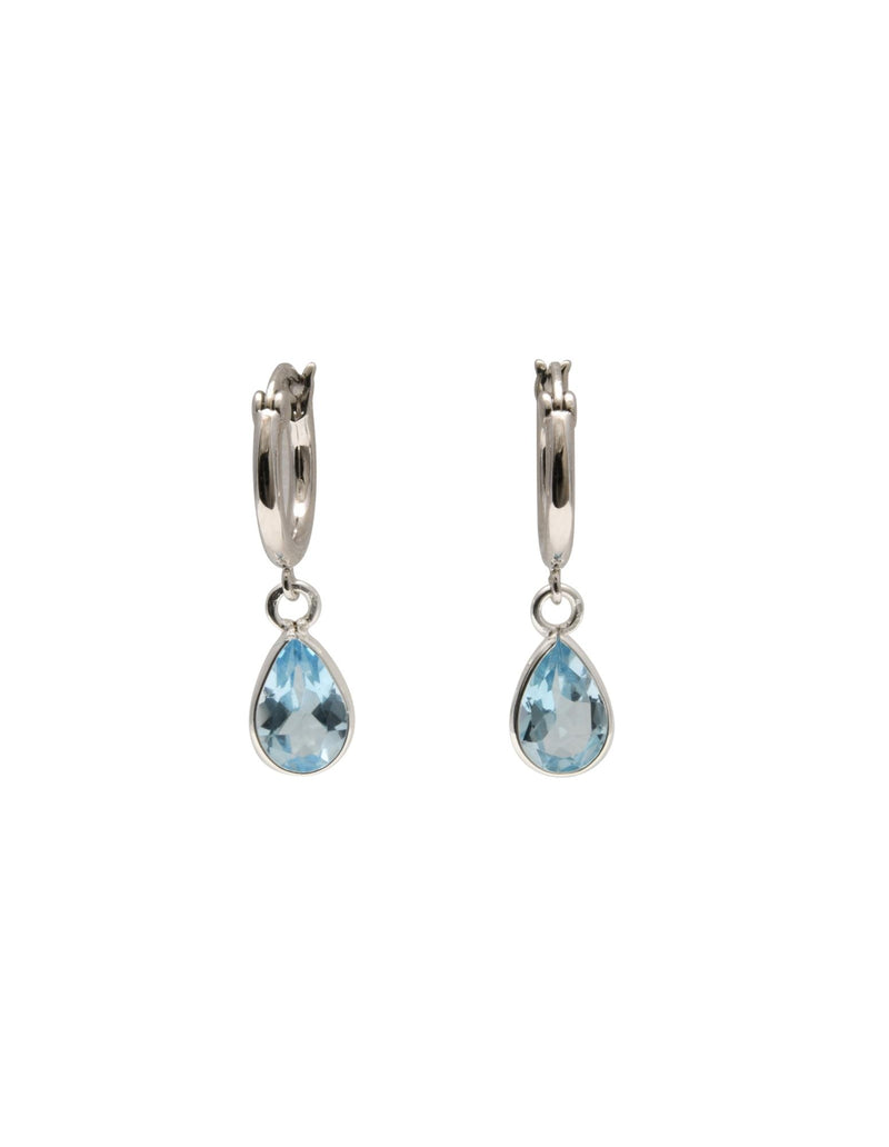 Von Treskow Fine Lever Hoop Earrings w/ Pear Shaped Blue Topaz | Mocha Australia