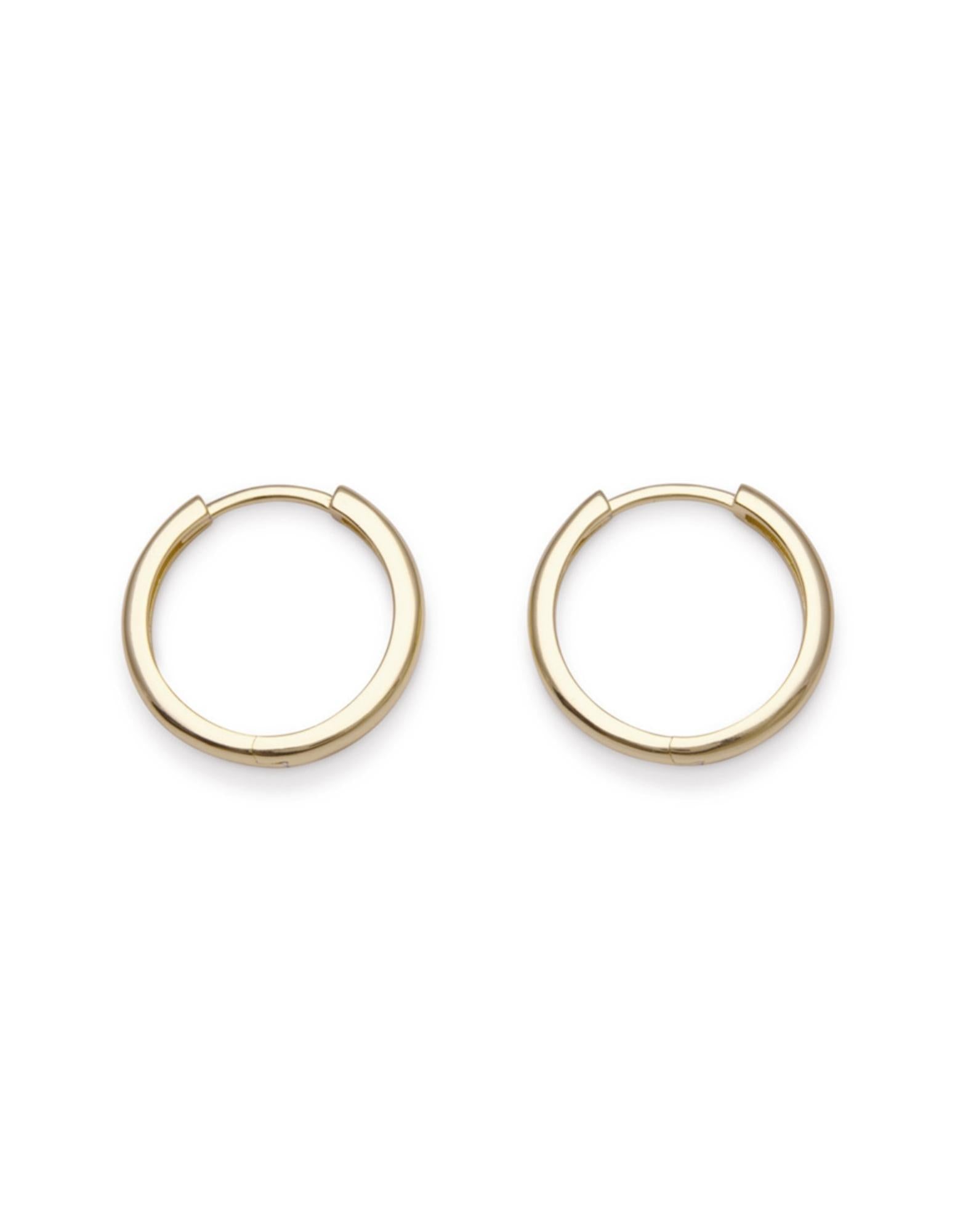 Von Treskow Huggie Hoop Earrings w/ Simple Hinge Clasp (18mm) - Gold ...