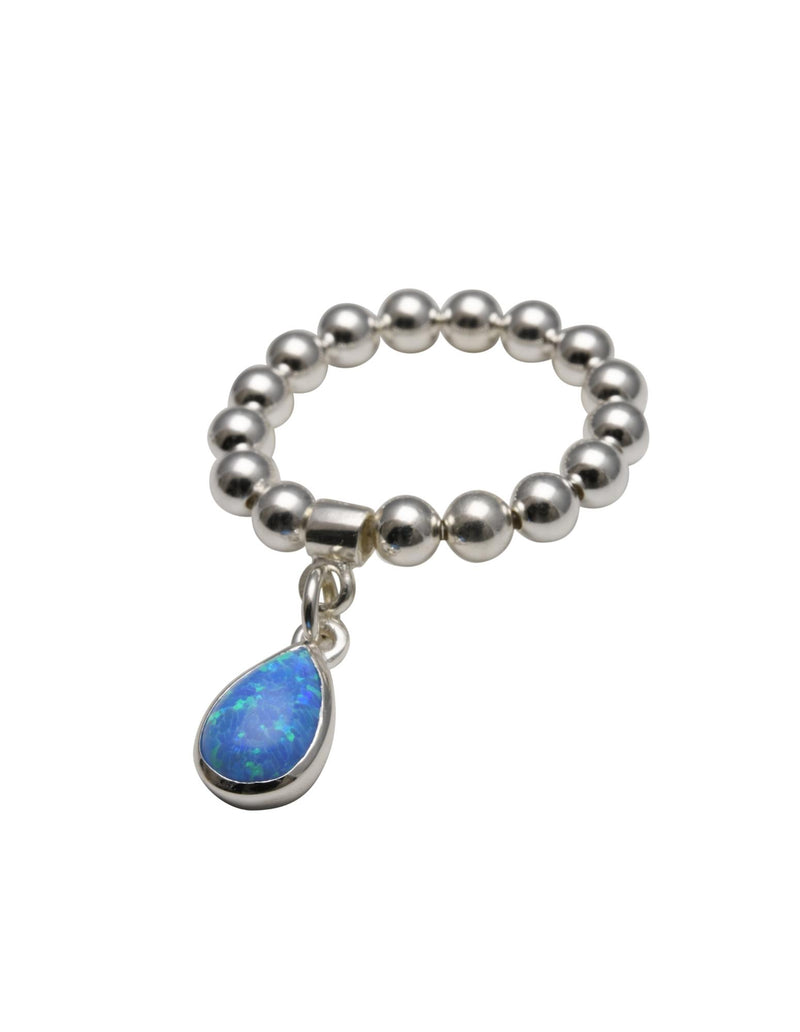 Von Treskow Single Strand Stretch Ring w/ Czelline Blue Opal | Mocha Australia