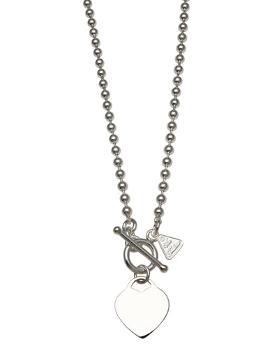 Von Treskow Thick Ball Chain Necklace w/ Toggle & Large Flat Heart | Mocha Australia