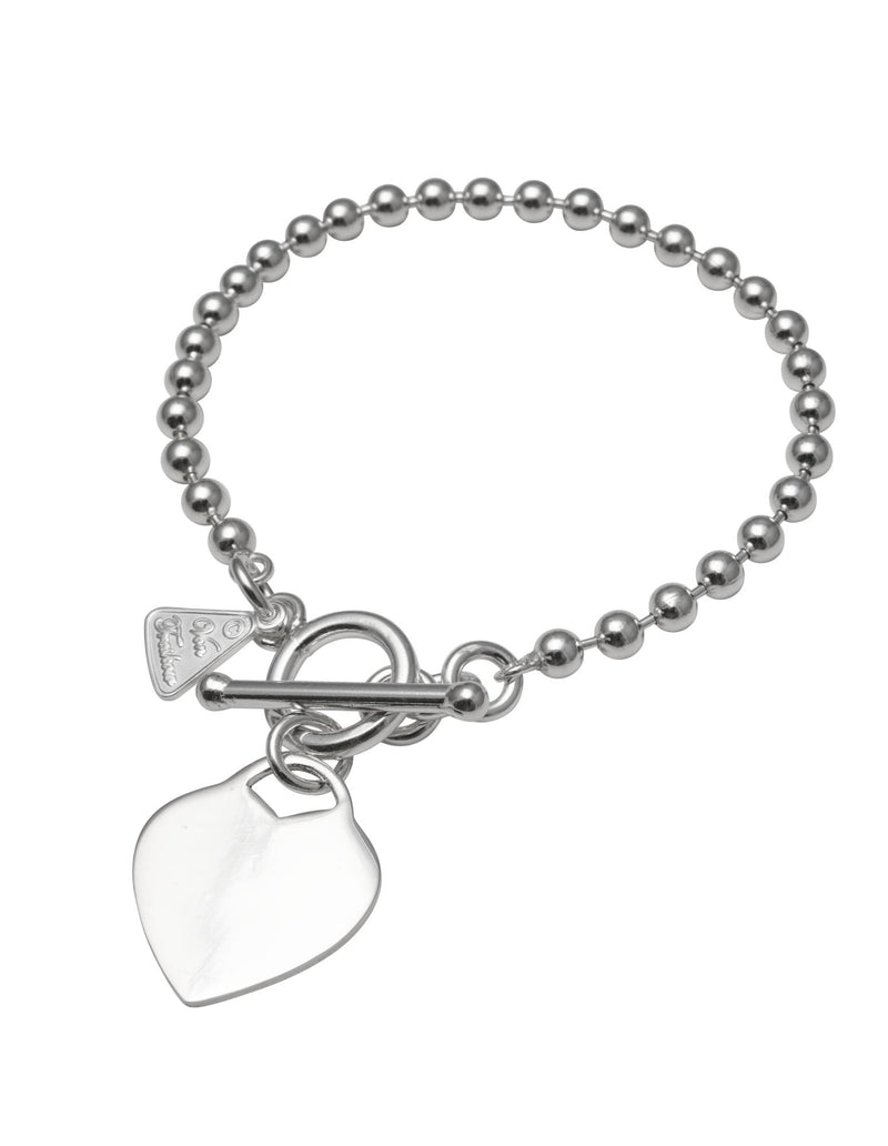 Von Treskow Thick Ball Chain Bracelet w/ Toggle & Large Flat Heart | Mocha Australia