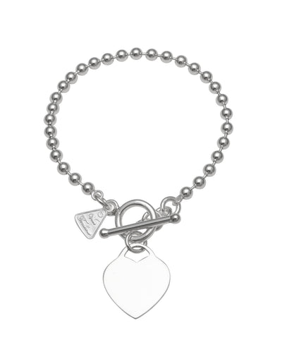 Von Treskow Thick Ball Chain Bracelet w/ Toggle & Large Flat Heart | Mocha Australia