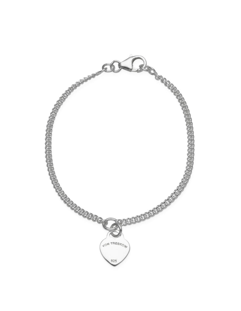 Von Treskow Curb Chain Bracelet w/ Mini VT Flat Heart - Silver | Mocha Australia