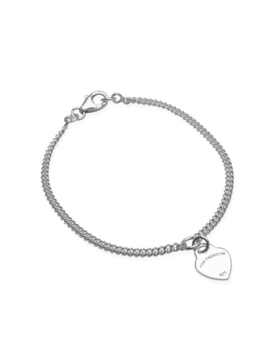 Von Treskow Curb Chain Bracelet w/ Mini VT Flat Heart - Silver | Mocha Australia