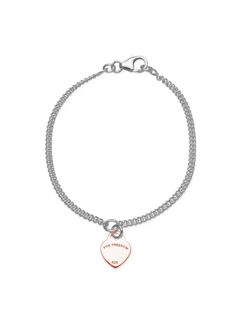 Von Treskow Curb Chain Bracelet w/ Mini VT Flat Heart - Rose Gold | Mocha Australia