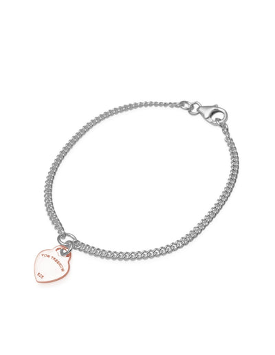 Von Treskow Curb Chain Bracelet w/ Mini VT Flat Heart - Rose Gold | Mocha Australia