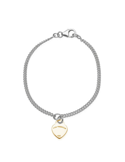 Von Treskow Curb Chain Bracelet w/ Mini VT Flat Heart - Gold | Mocha Australia